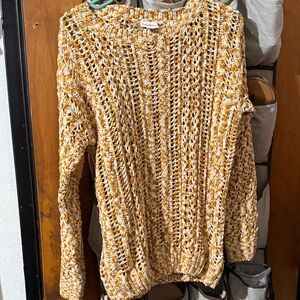 LuLaRoe Marled Knit Sweater in Yellow and White